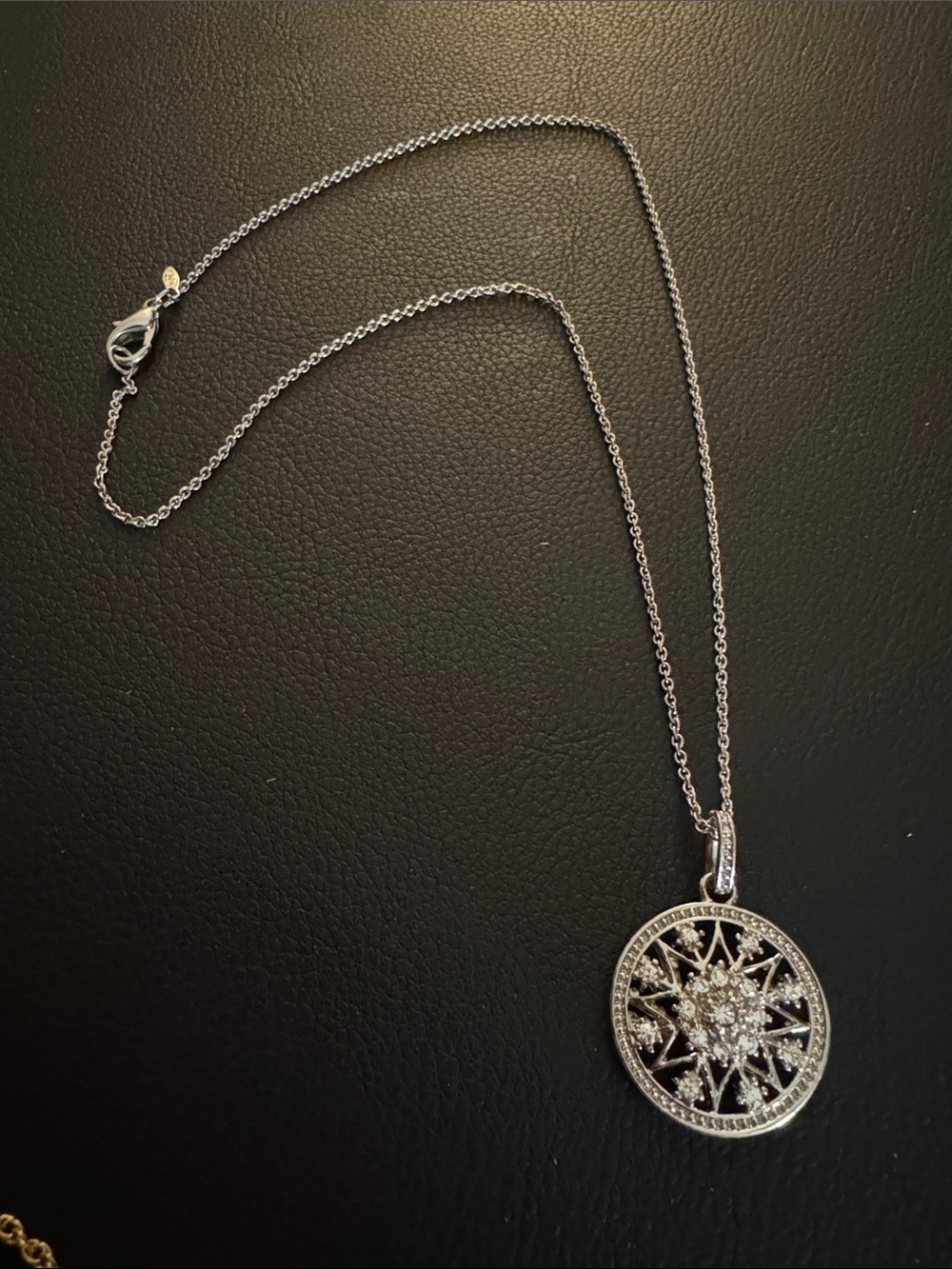 Sterling Silver Crystal Sunburst Pendant Necklace - White